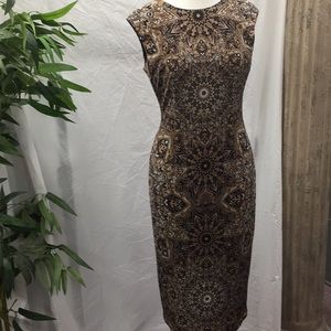 Muggy L Brown Cap Sleeve Midi Dress